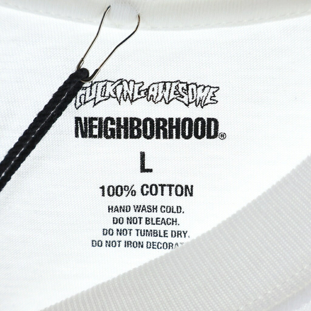NEIGHBORHOOD(ネイバーフッド) ×FUCKING AWESOME Tee SS ファッキングオーサム プリントロゴ 半袖Tシャツ カットソー ホワイト 251PCFGN-ST01S