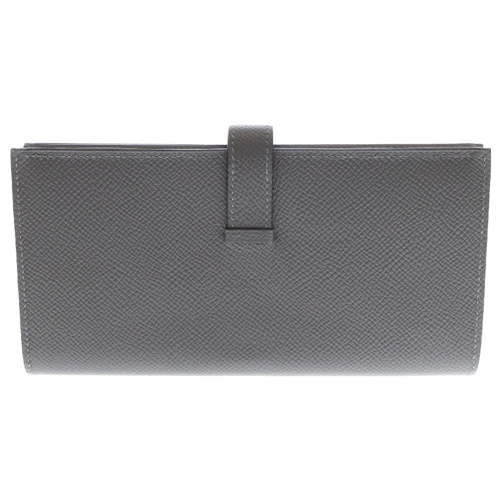 HERMES(エルメス) ベアンスフレ グリメイヤー エプソン ゴールド金具 B刻印 グレー レザー 二つ折り 長財布