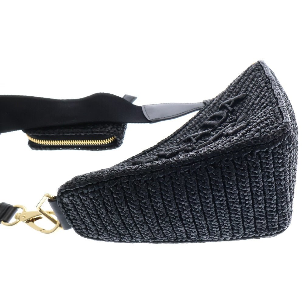 PRADA(プラダ) トライアングル クロシェ ブラック ラフィア ショルダーバッグ ゴールド金具 1BH190