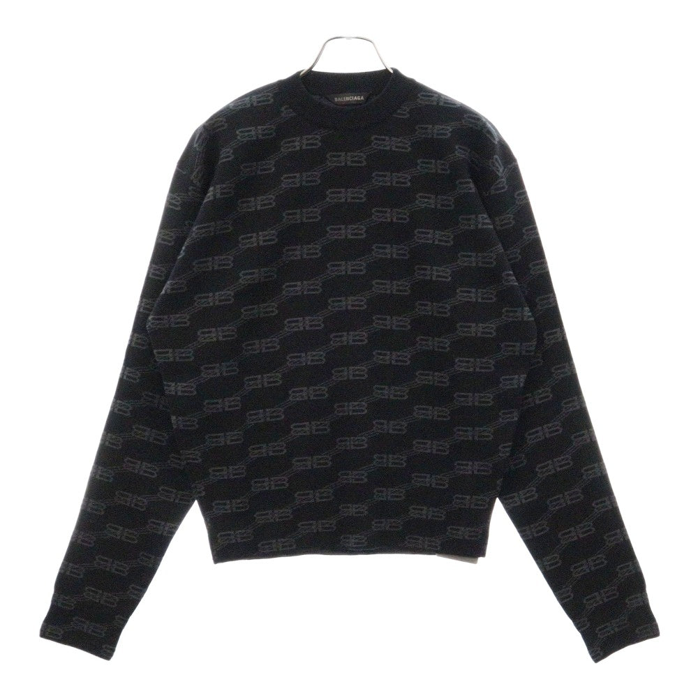 BALENCIAGA(バレンシアガ) コットン×ウール ニットセーター ブラック×グレー 733861 733861