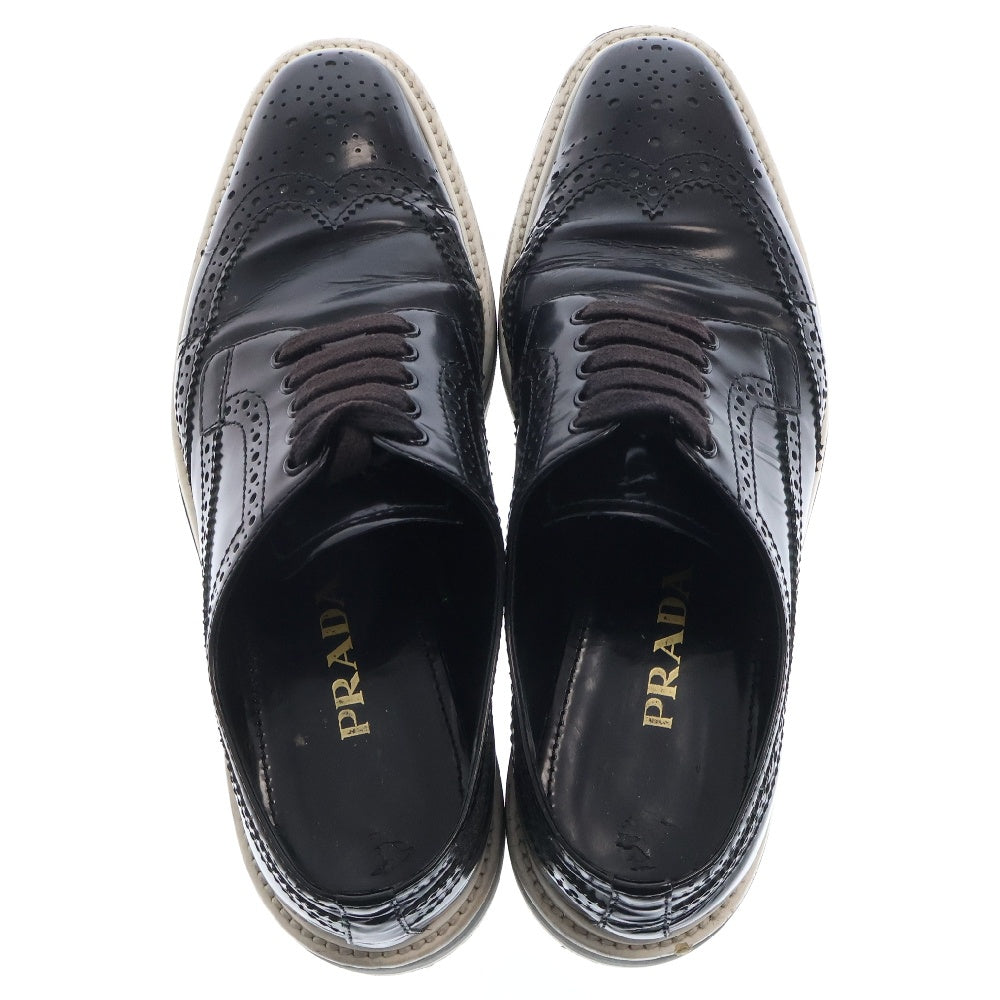 PRADA(プラダ) ウイングチップ シューズ レザー ブラック レディース