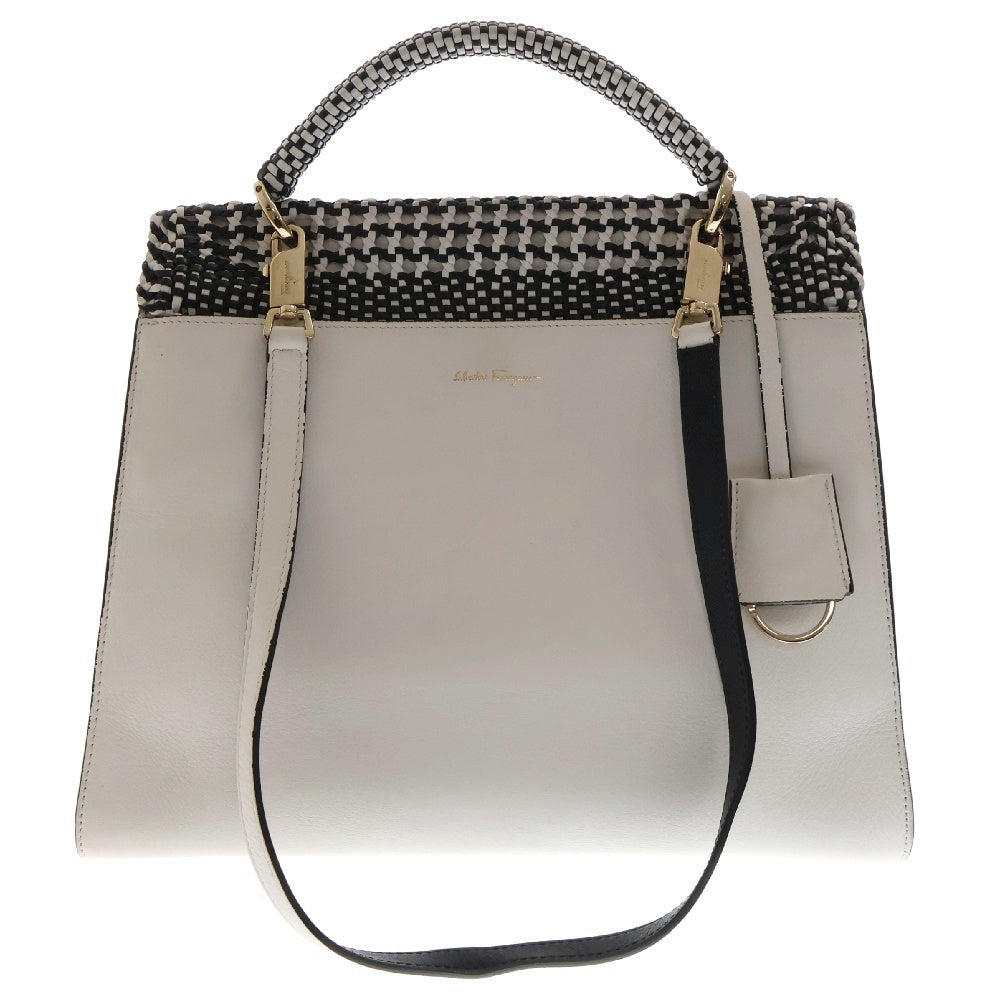 Salvatore Ferragamo(サルヴァトーレ フェラガモ) ジェットセット ハンドバッグ 2way ショルダーバッグ レザー ホワイト DH-21 H059