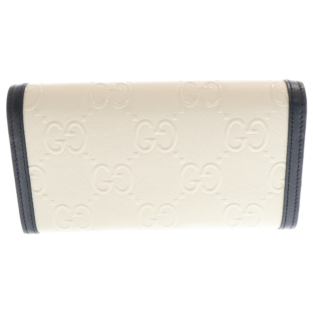 GUCCI(グッチ) GG 二つ折り長財布 ロングウォレット ブラック×ホワイト レザー 676151