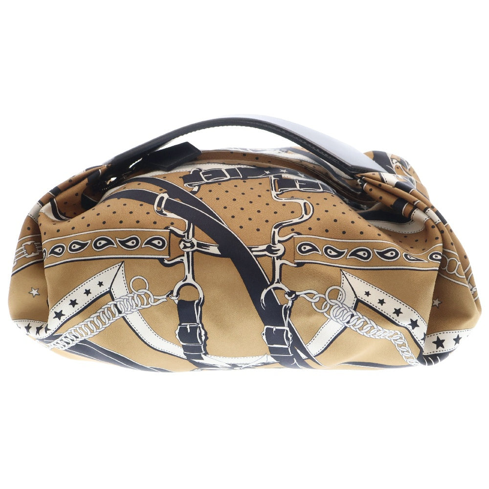 HERMES(エルメス) バリュソワ ハンドバッグ ブラウン シルク×レザー B刻印 シルバー金具