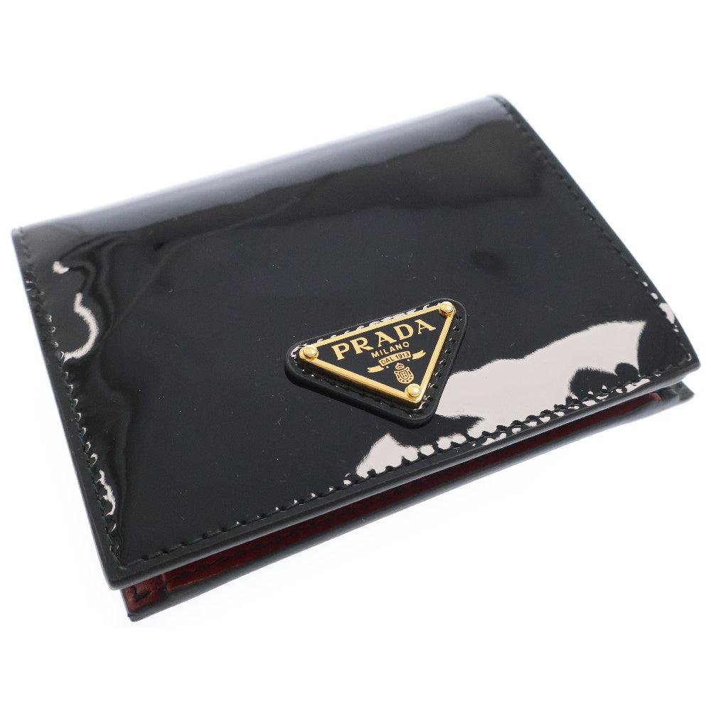 PRADA(プラダ) トライアングルロゴ パテント ウォレット 財布 ブラック