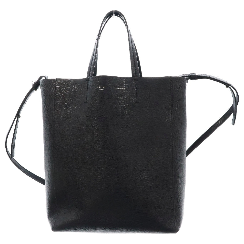 CELINE(セリーヌ) バーティカルカバ スモール ブラックレザー トートバッグ ハンドバッグ ショルダーバッグ 斜め掛けバッグ 肩掛けバッグ シルバー金具