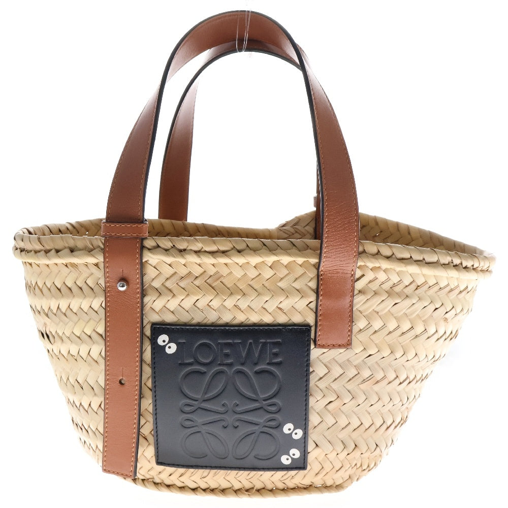 LOEWE(ロエベ) ジブリコラボ カゴバック ハンドバッグ バスケットバッグ ブラウン×ブラック ラフィア まっくろくろすけ