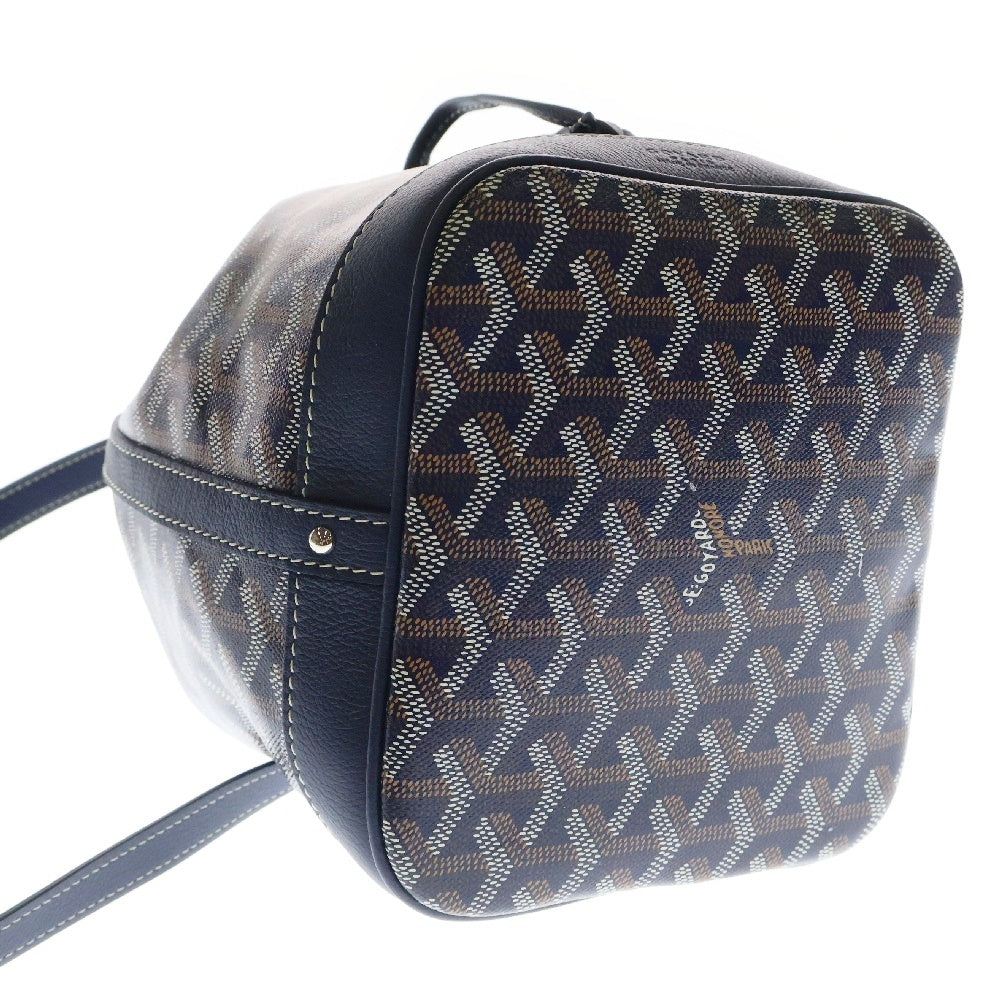 GOYARD(ゴヤール) プティ・フロ バケットバッグ 巾着型 ネイビーブルー レザー ショルダーバッグ