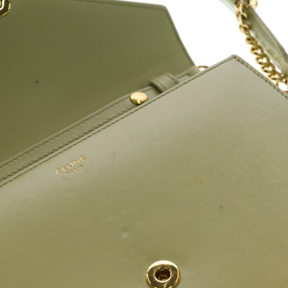 CELINE(セリーヌ) トリオンフ チェーンウオレット ピスタチオ レザー ショルダーバッグ ゴールド金具