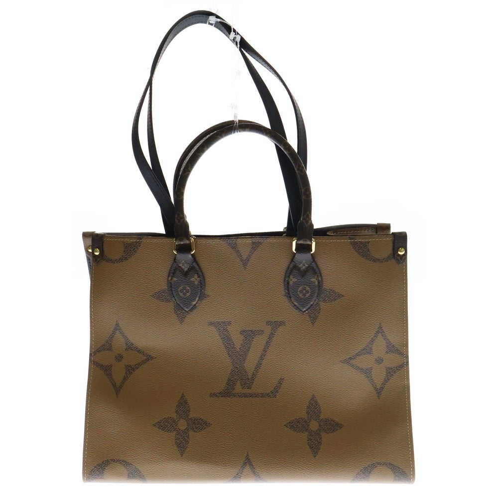 LOUIS VUITTON(ルイヴィトン) モノグラムリバース オンザゴーMM 2WAY レザー トートバッグ ハンドバッグ ブラウン レディース M45321