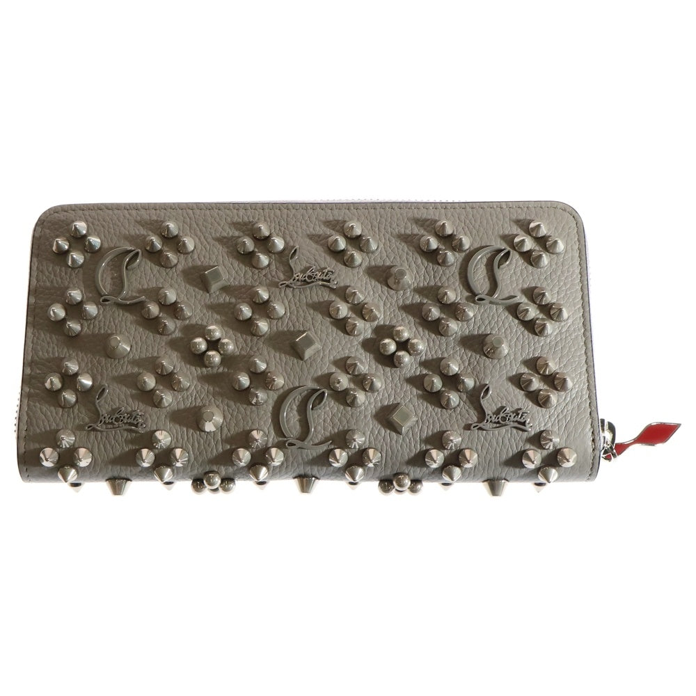 CHRISTIAN LOUBOUTIN(クリスチャンルブタン) Panettone Wallet パネトーネ ラウンドファスナー スタッズ レザーロングウォレット 長財布 グレー 3175224 I512