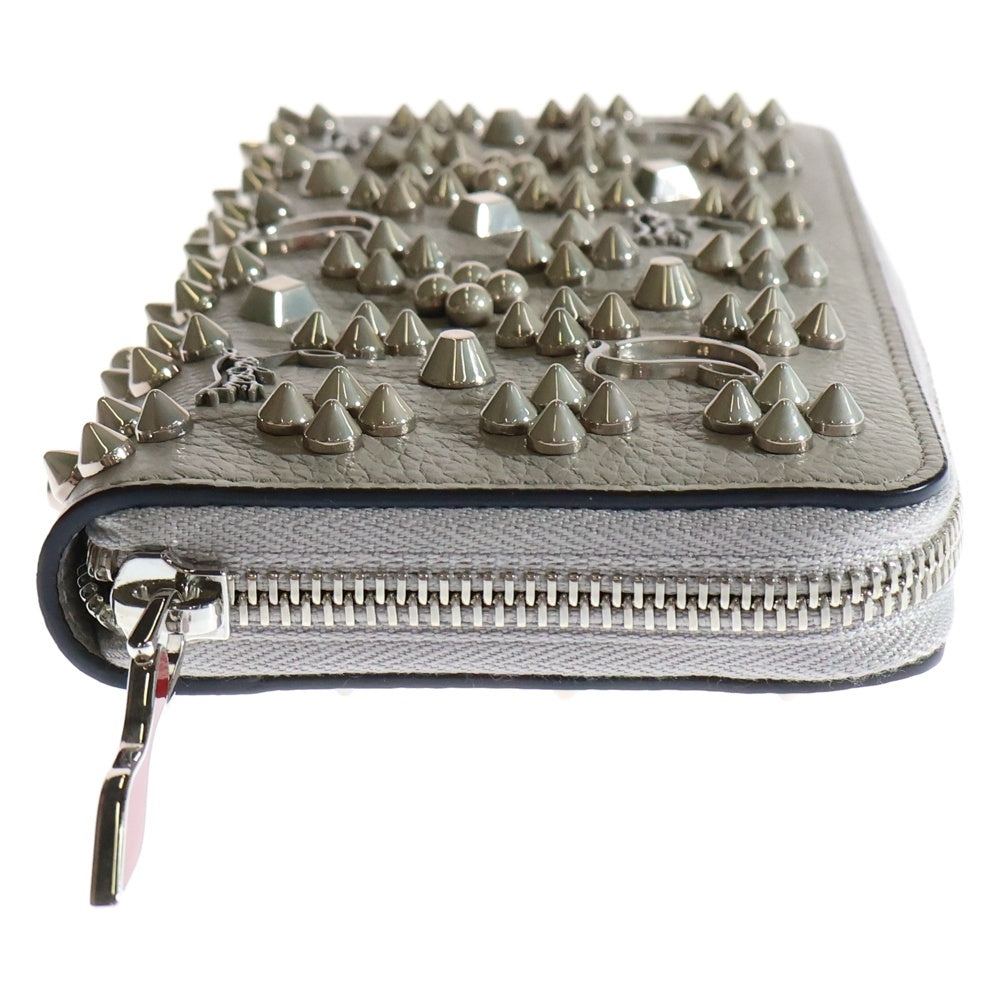 CHRISTIAN LOUBOUTIN(クリスチャンルブタン) Panettone Wallet パネトーネ ラウンドファスナー スタッズ レザーロングウォレット 長財布 グレー 3175224 I512