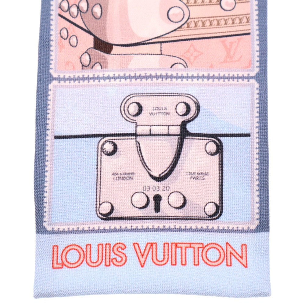 LOUIS VUITTON(ルイヴィトン) バンドーロックイット ブルーグラシエール シルクスカーフ ライトブルー/ピンク M76976