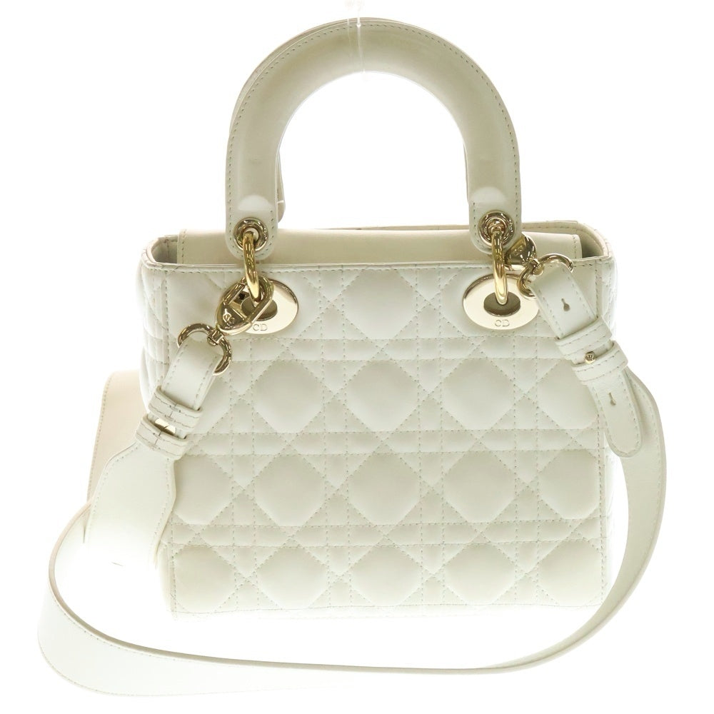 Christian Dior(クリスチャンディオール) マイレディディオール スモール 2WAY ハンドバッグ ショルダーバッグ ホワイト レザー