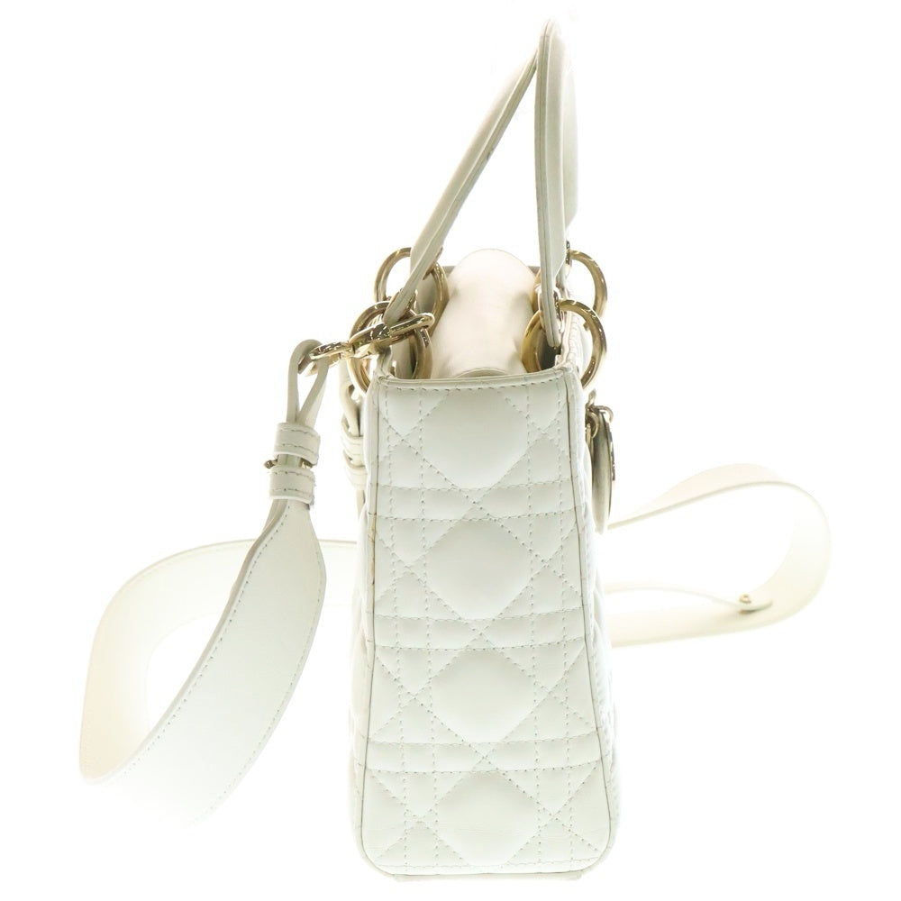 Christian Dior(クリスチャンディオール) マイレディディオール スモール 2WAY ハンドバッグ ショルダーバッグ ホワイト レザー