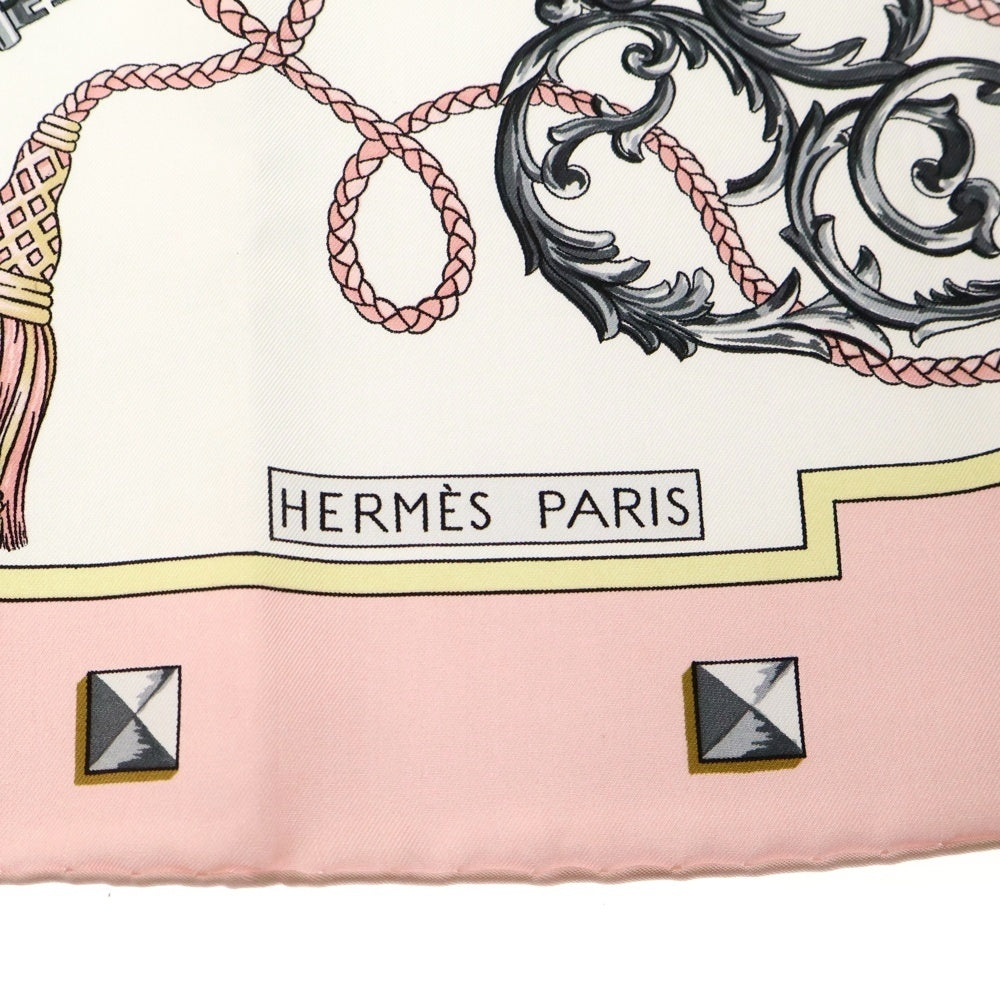 HERMES(エルメス) カレ90 LES CLES スカーフ ピンク シルク