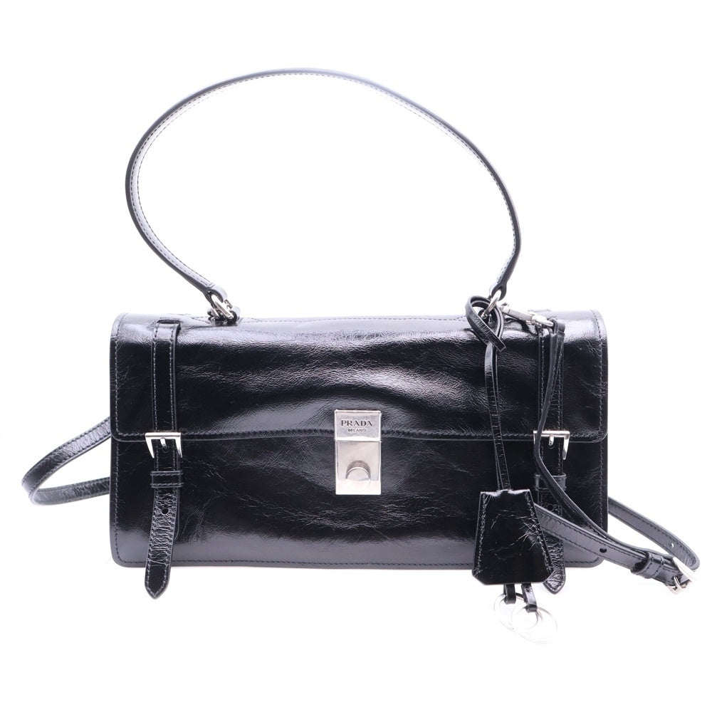 PRADA(プラダ) Medium Leather Handbag ミディアム ハンドバッグ ブラック レザー ワンショルダーバッグ 1BN026