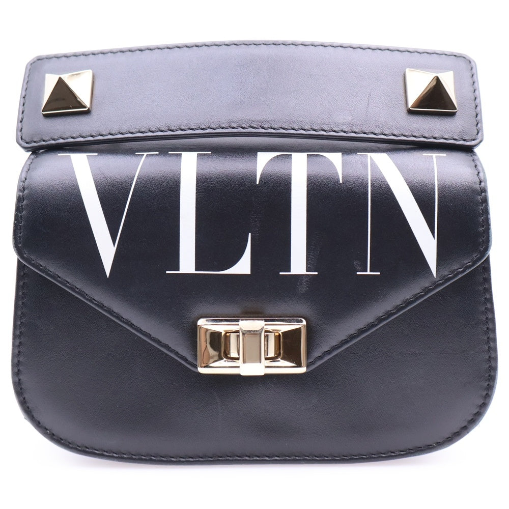 VALENTINO(ヴァレンティノ) VLTN ロゴ チェーンショルダーバック 黒 レザー
