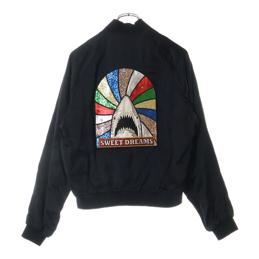 SAINT LAURENT PARIS(サンローランパリ) 17SS SWEET DREAMS スウィートドリームス シャークバックワッペン ラグランスリーブ ボンバージャケット ブルゾン ブラック 455582 Y469W