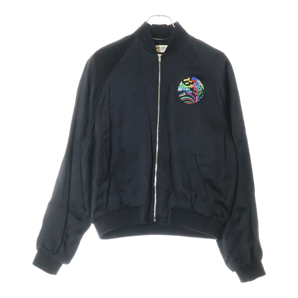 SAINT LAURENT PARIS(サンローランパリ) 17SS SWEET DREAMS スウィートドリームス シャークバックワッペン ラグランスリーブ ボンバージャケット ブルゾン ブラック 455582 Y469W