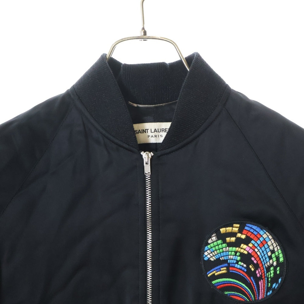 SAINT LAURENT PARIS(サンローランパリ) 17SS SWEET DREAMS スウィートドリームス シャークバックワッペン ラグランスリーブ ボンバージャケット ブルゾン ブラック 455582 Y469W