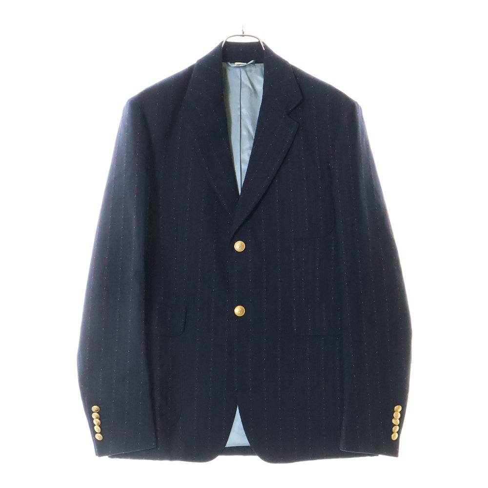 GUCCI(グッチ) Gストライプ柄 ゴールドボタン ウール 2B シングル テーラードジャケット ブレザー ネイビー 590579 ZAC6Y