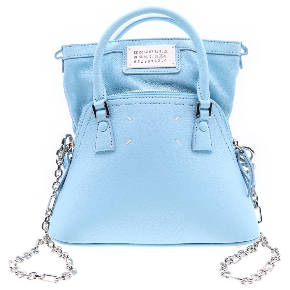 MM6 Maison Margiela(エムエムシックスメゾンマルジェラ) 5AC マイクロ チェーン ショルダーバッグ ライトブルー レザー