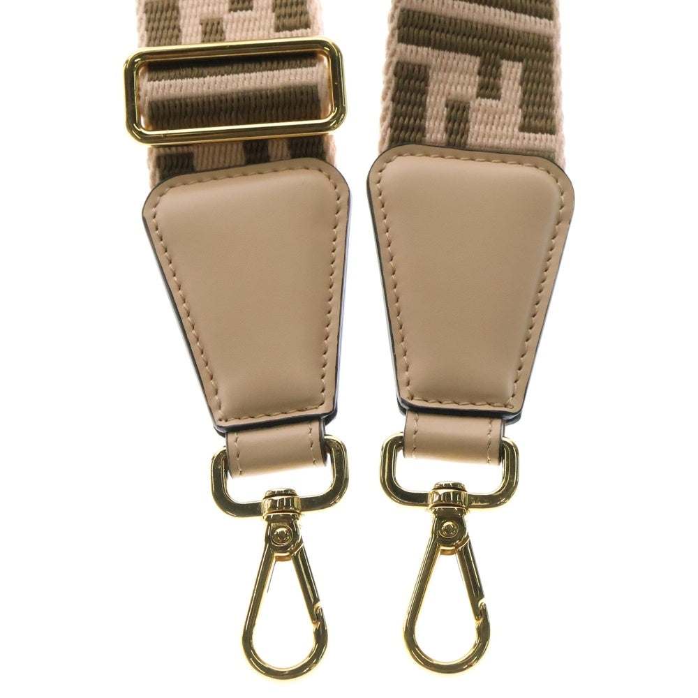 FENDI(フェンディ) FFロゴ ユー ショルダーストラップ ブラウン×ピンク ゴールド金具 8AV386