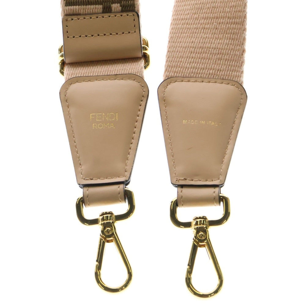 FENDI(フェンディ) FFロゴ ユー ショルダーストラップ ブラウン×ピンク ゴールド金具 8AV386