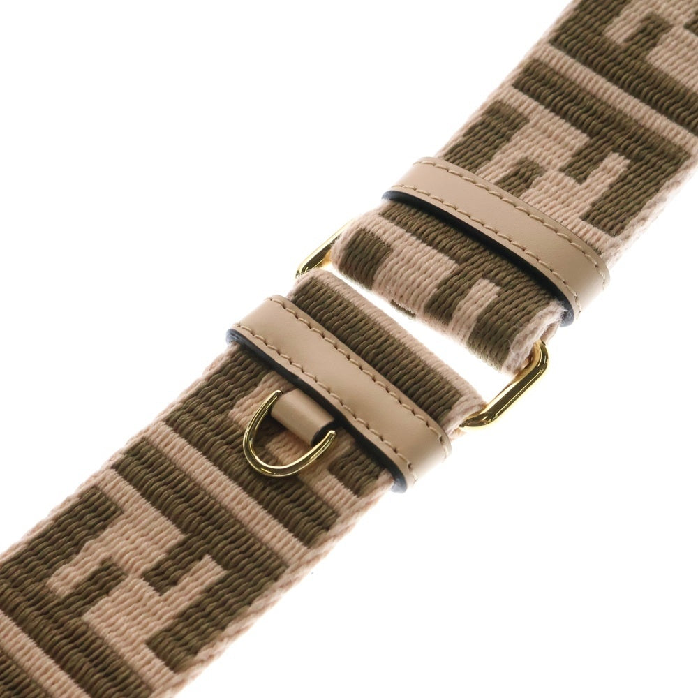 FENDI(フェンディ) FFロゴ ユー ショルダーストラップ ブラウン×ピンク ゴールド金具 8AV386