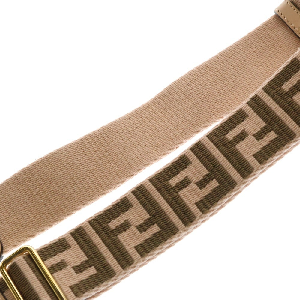 FENDI(フェンディ) FFロゴ ユー ショルダーストラップ ブラウン×ピンク ゴールド金具 8AV386