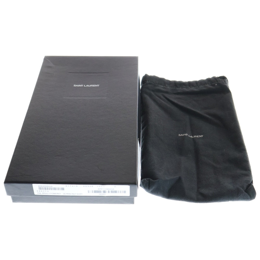 SAINT LAURENT PARIS(サンローランパリ) ラウンドファスナー カサンドラ レザーロングウォレット 長財布 ブラック 617415