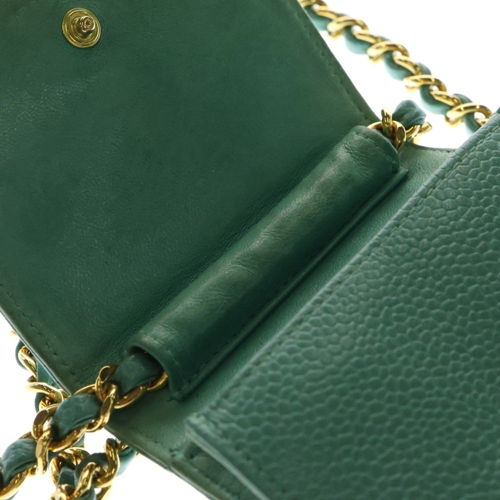 CHANEL(シャネル) ココマーク フォンケース フォンショルダーバッグ ミニバッグ ミントグリーン ゴールド金具 キャビアスキン