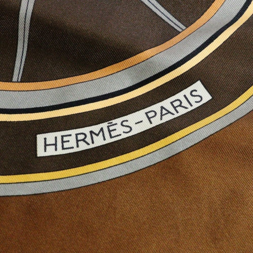 HERMES(エルメス) カレ90 ジョージワシントンの馬車 スカーフ ブラウン ベージュ シルク