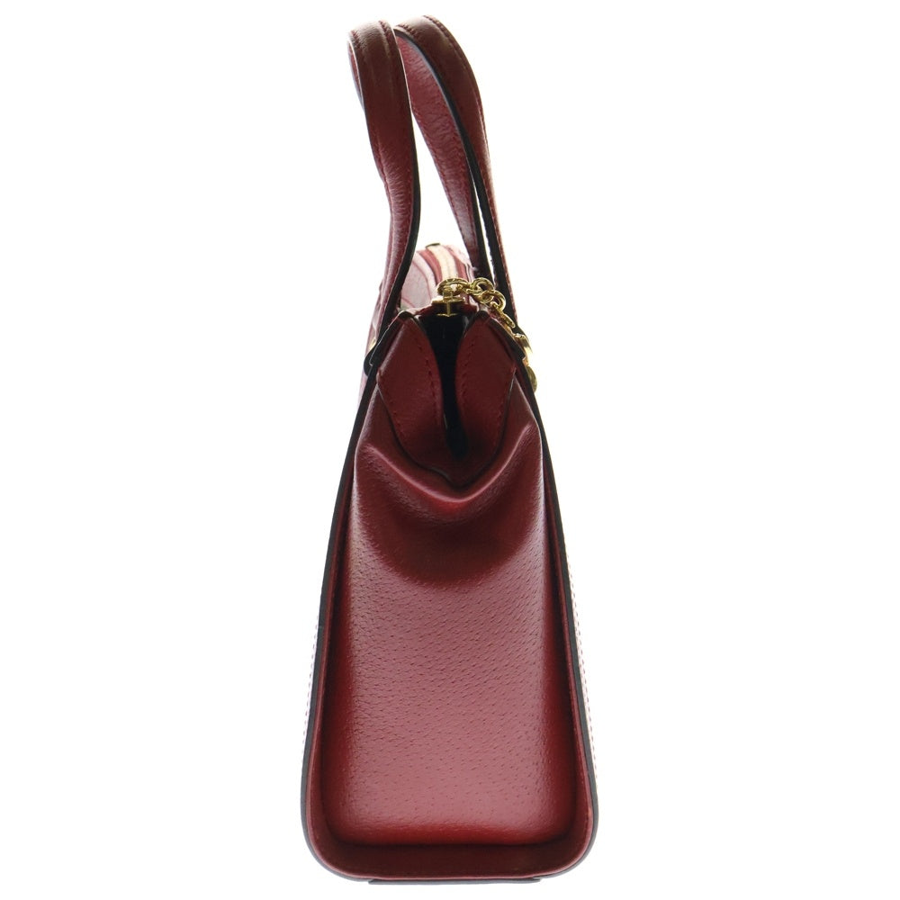 GUCCI(グッチ) GGフローラ スモールトートバッグ 2WAYハンドバッグ ショルダーバッグ レッド×ベージュ レザー×PVC ゴールド金具 547551