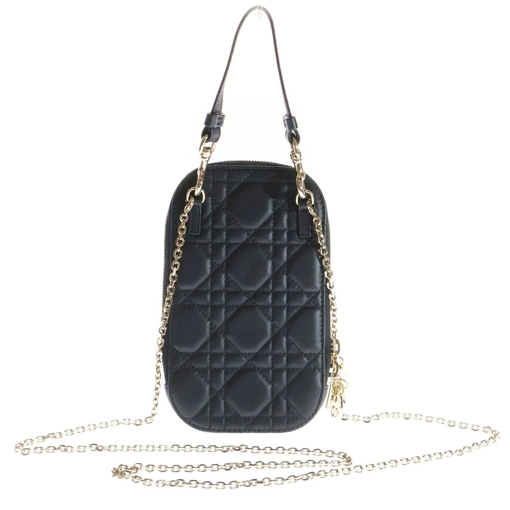 Christian Dior(クリスチャンディオール) レディディオール コーリンディオール フォンホルダー ショルダーバッグ チェーンバッグ ブラック ゴールド金具 レザー