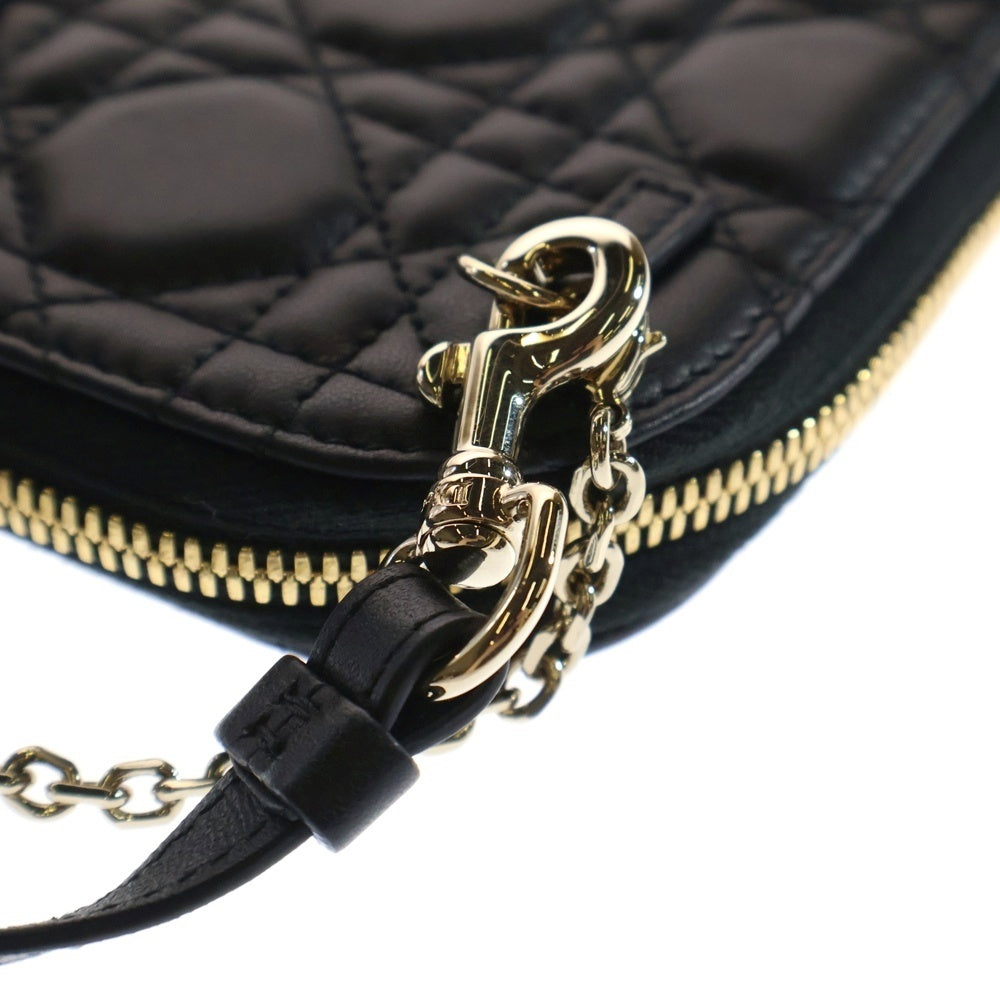Christian Dior(クリスチャンディオール) レディディオール コーリンディオール フォンホルダー ショルダーバッグ チェーンバッグ ブラック ゴールド金具 レザー