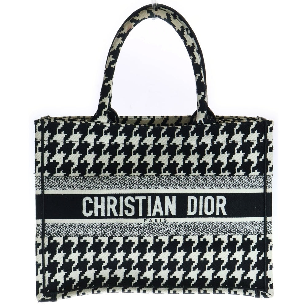 Christian Dior(クリスチャンディオール) ブックトート ミディアム 千鳥柄 ブラック/ホワイト キャンバス ハンドバッグ