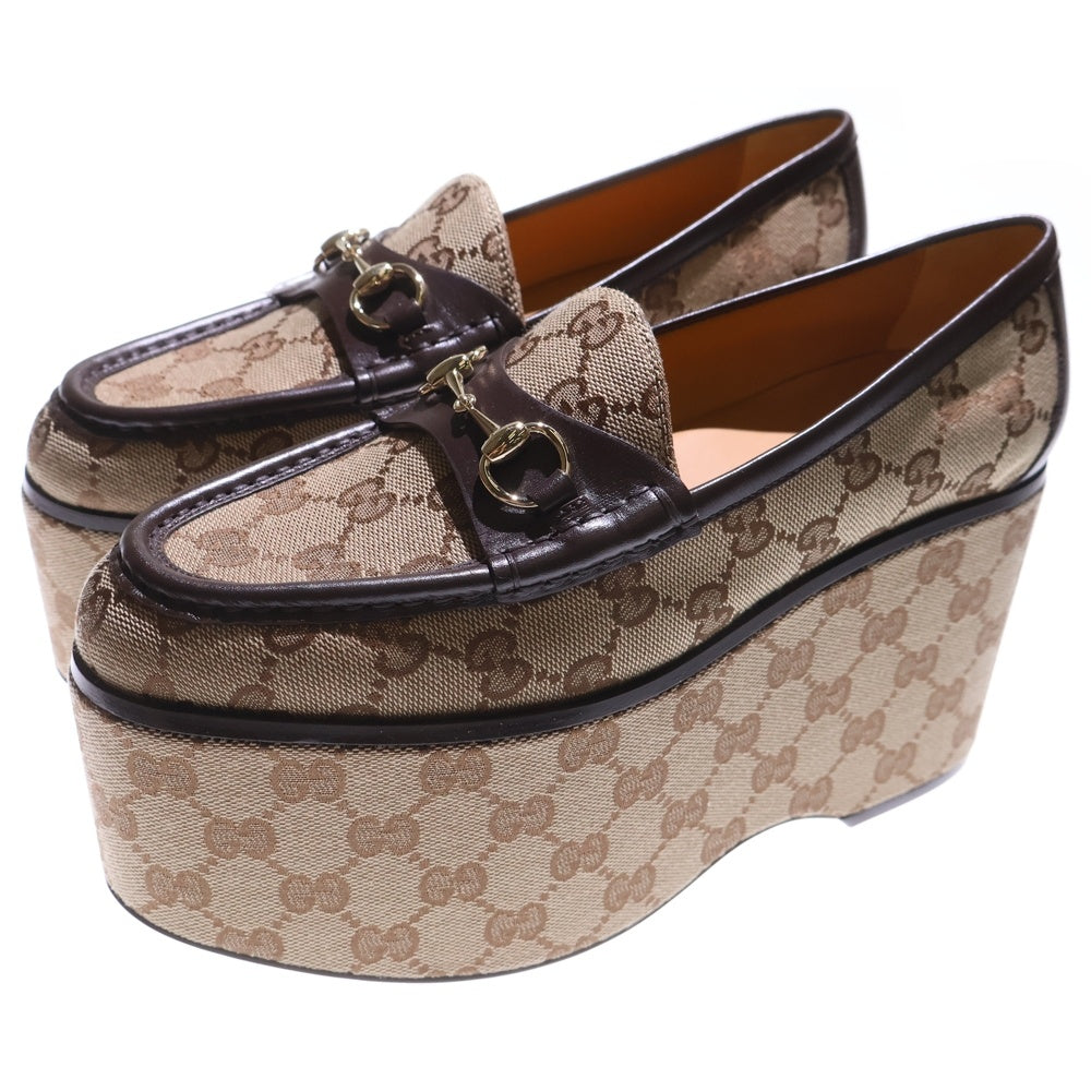 GUCCI(グッチ) GGキャンバス ホースビット プラットフォーム ローファー 靴 786009