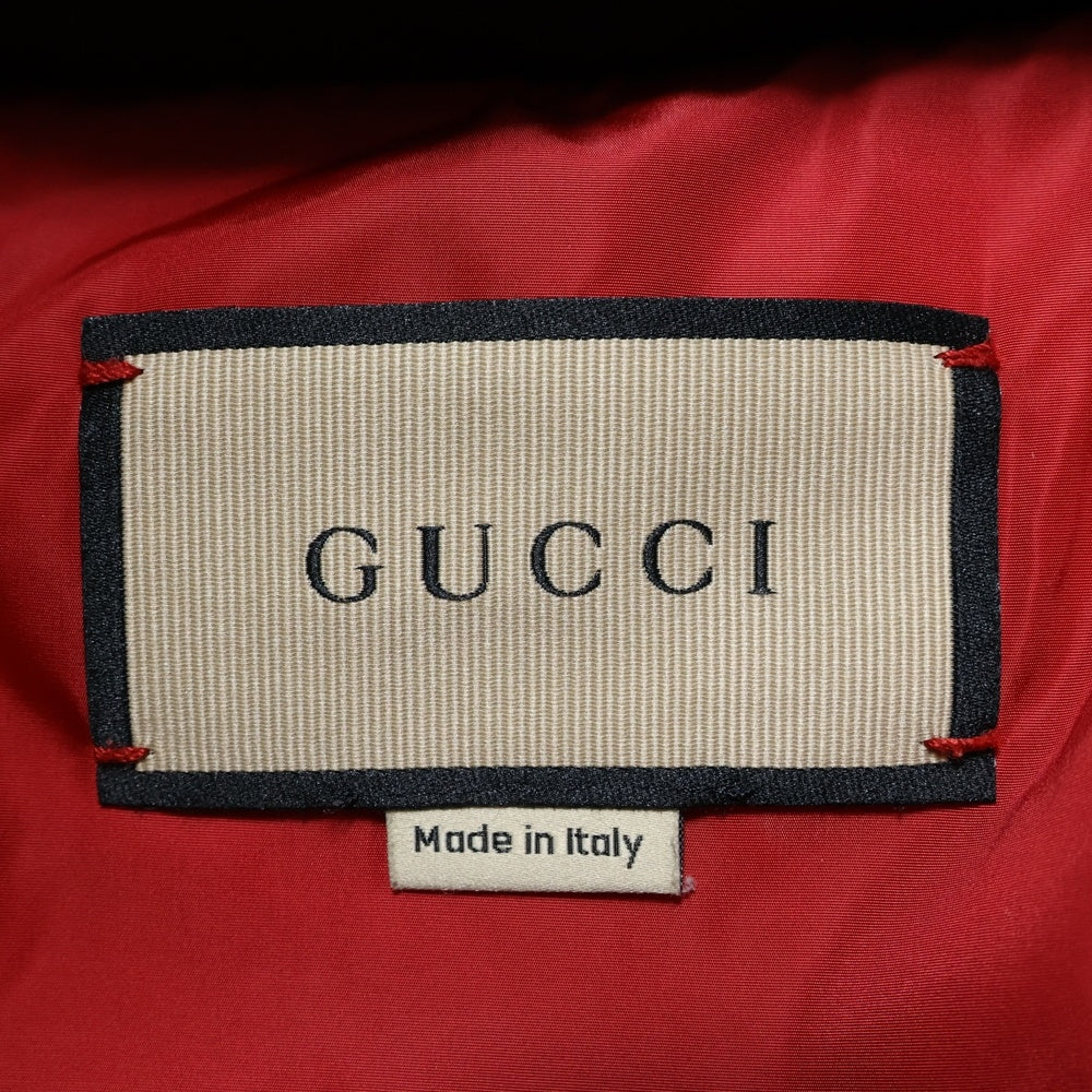 GUCCI(グッチ) GGキャンバス 総柄 インターロッキングG レザーロゴパッチ フーデッド ジップアップ ダウンジャケット ベージュ 717558