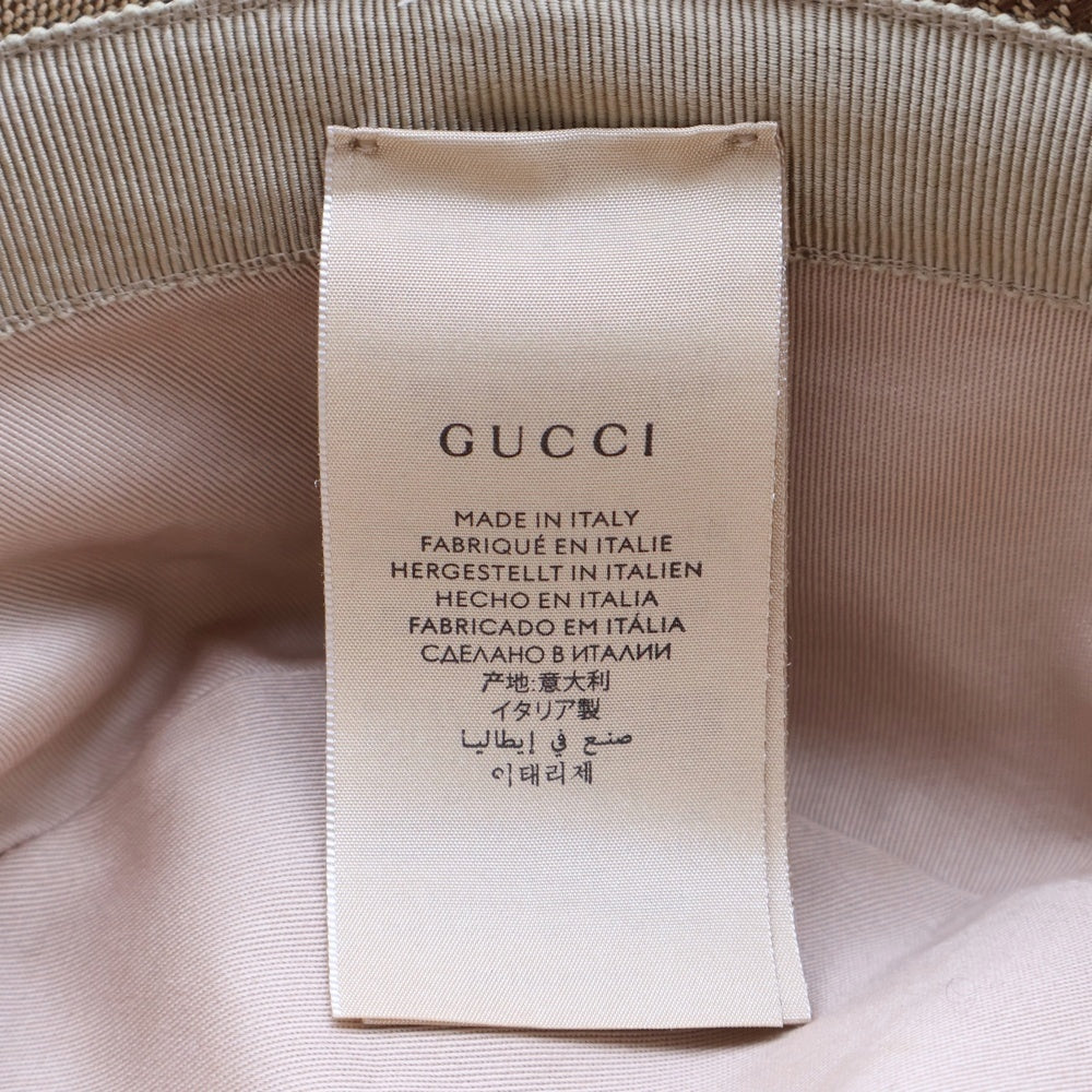 GUCCI(グッチ) GGキャンバス フェドラハット バケットハット 帽子 ベージュ×ブラウン ゴールド金具 576587