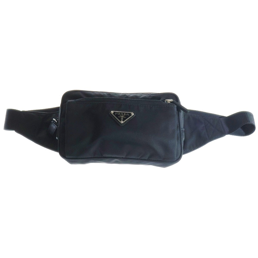 PRADA(プラダ) リナイロン ベルトバッグ ボディバッグ ショルダーバッグ ブラック シルバー金具 ナイロン トライアングルロゴ 2VL977