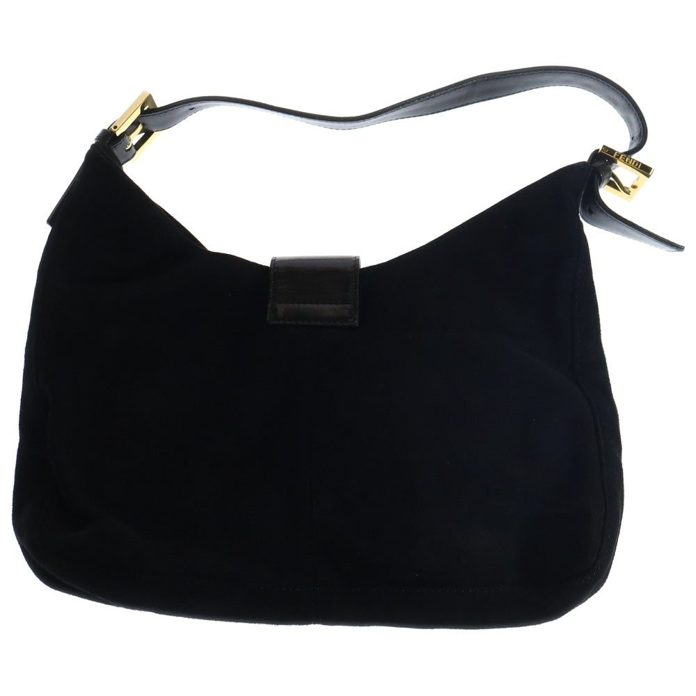 FENDI(フェンディ) マンバケット ショルダーバッグ ワンショルダーバッグ ブラック ゴールド金具 スウェード