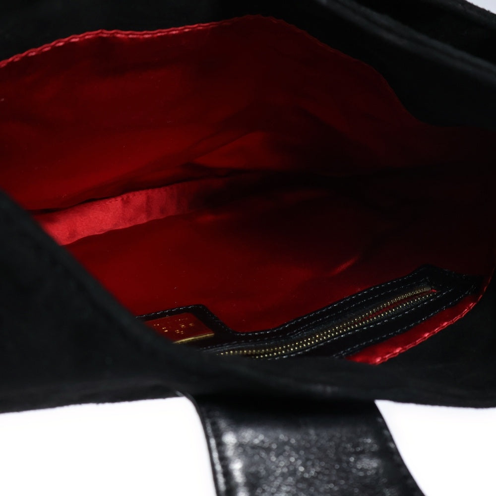 FENDI(フェンディ) マンバケット ショルダーバッグ ワンショルダーバッグ ブラック ゴールド金具 スウェード