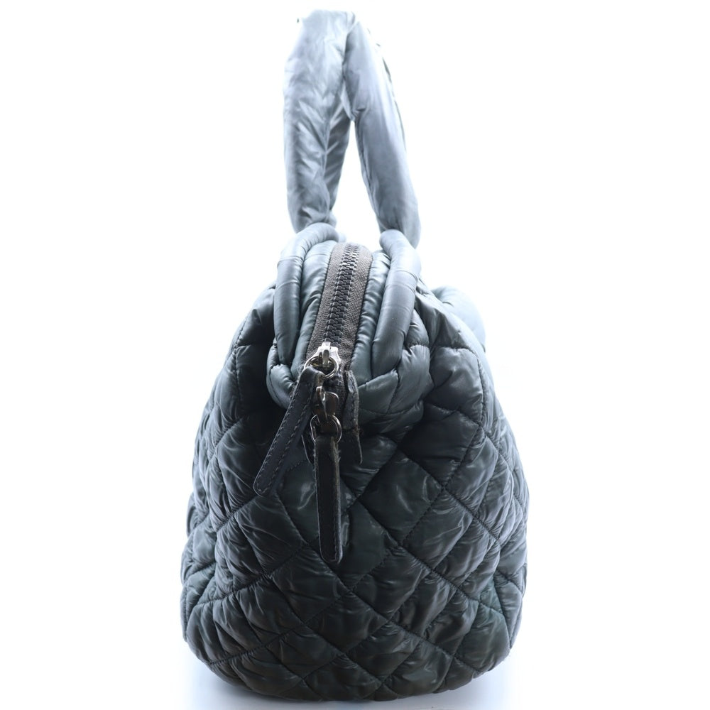 CHANEL(シャネル) コココクーン ココマーク トートバッグ ハンドバッグ グレー カーキ ナイロン×レザー
