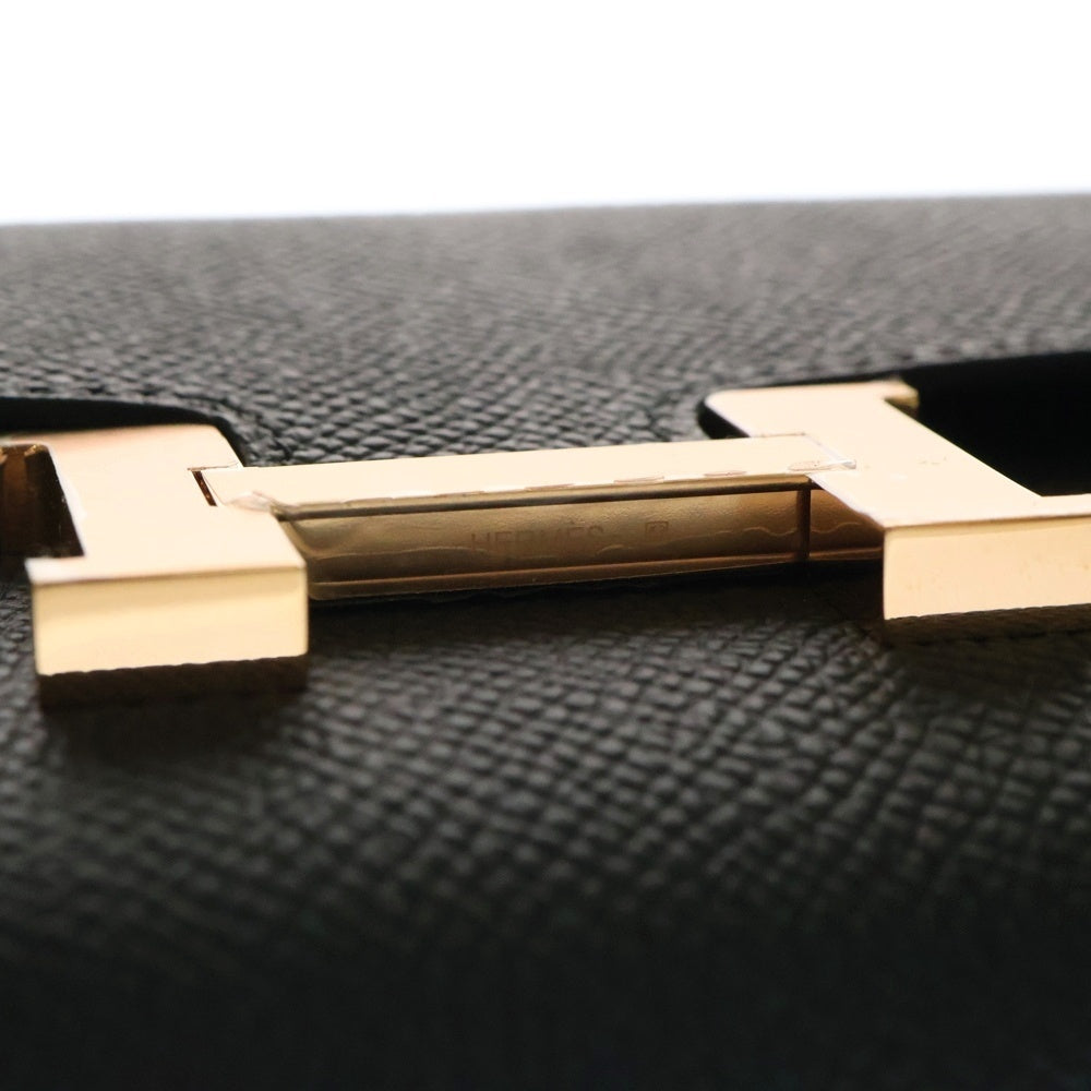 HERMES(エルメス) コンスタンストゥゴー ノワール エプソン ピンクゴールド金具 K刻印 長財布 ショルダーウォレット ショルダーバッグ