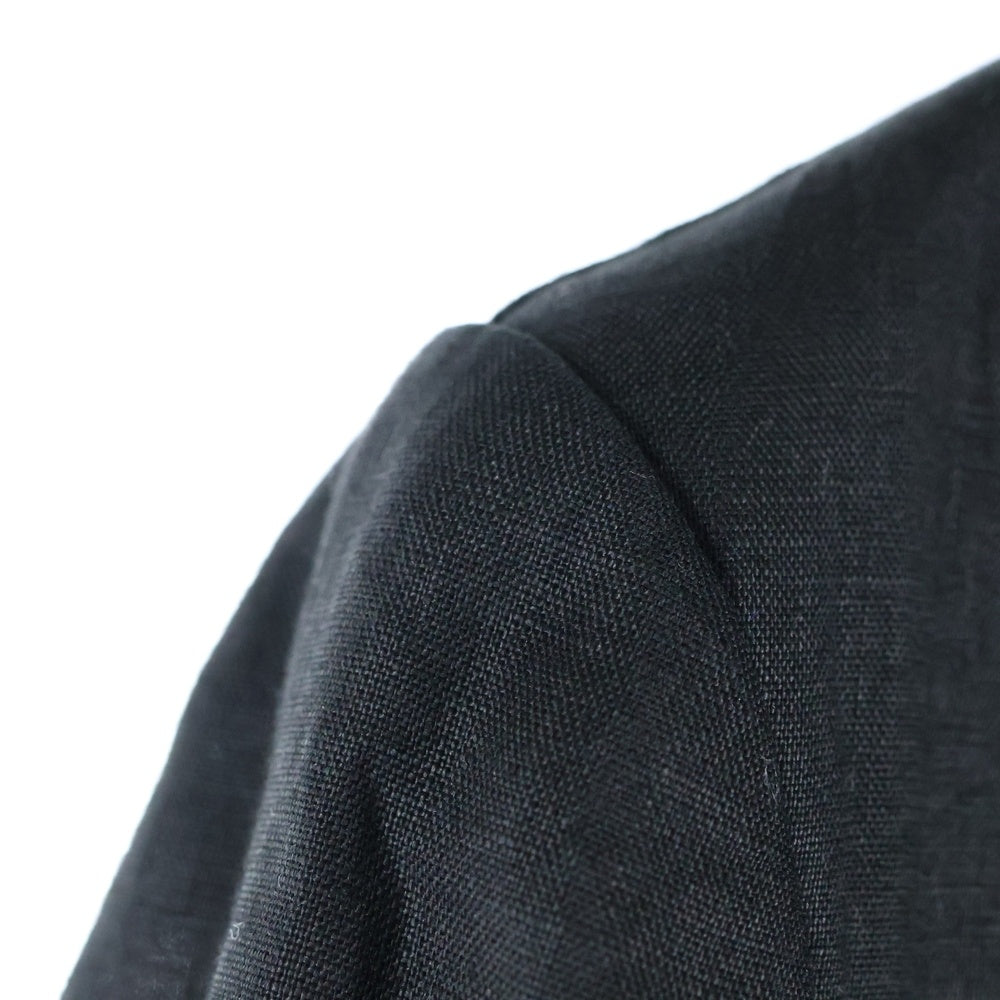 Yohji Yamamoto(ヨウジヤマモト) 22SS Newspaper coat ニュースペーパー 総柄プリント リネン テーラードカラー チェスター ロング コート ブラック HG-J13-827