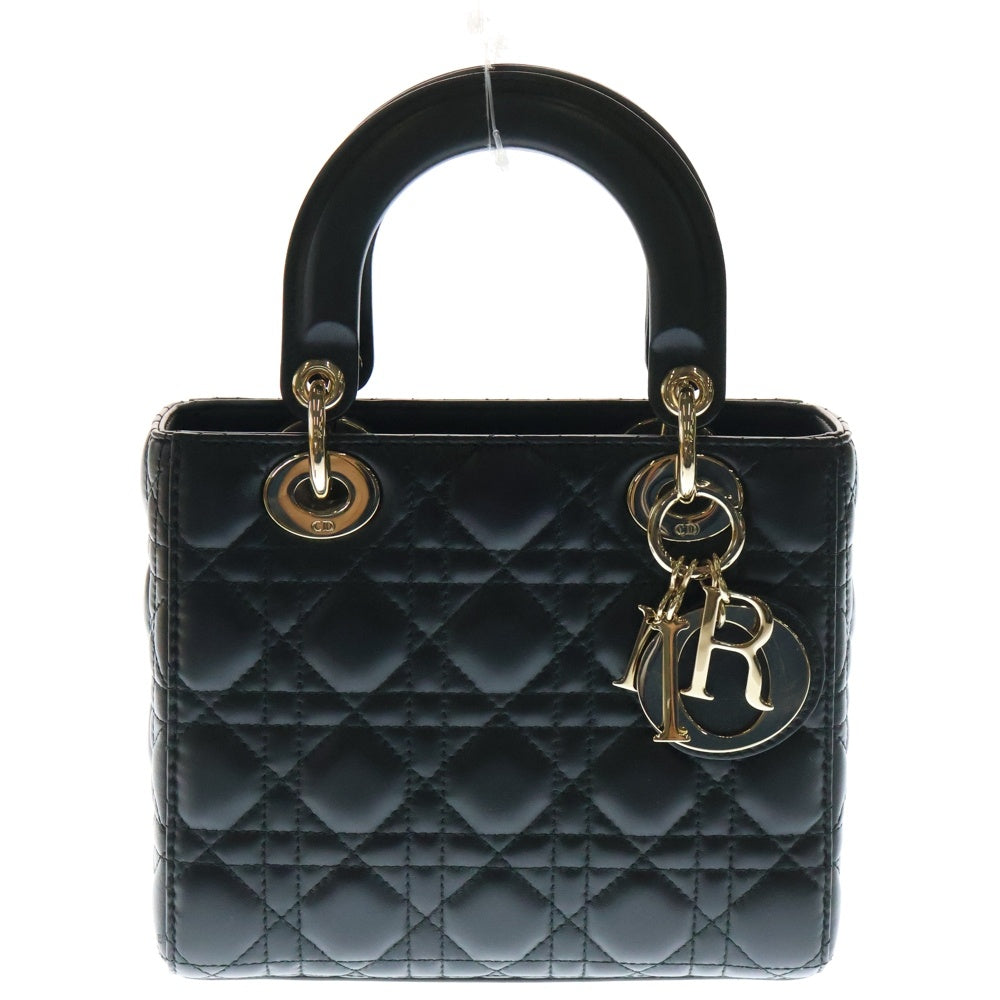 Christian Dior(クリスチャンディオール) マイ レディディオール スモール ブラック レザー 2wayハンドバッグ ショルダーバッグ ゴールド金具