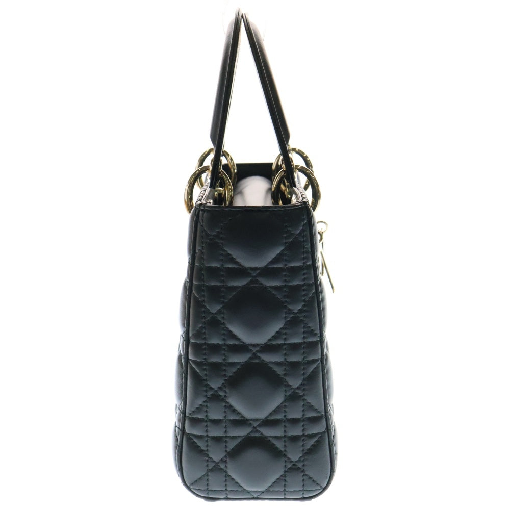 Christian Dior(クリスチャンディオール) マイ レディディオール スモール ブラック レザー 2wayハンドバッグ ショルダーバッグ ゴールド金具