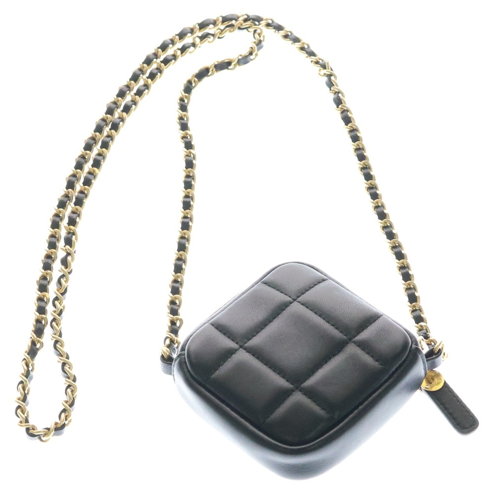 CHANEL(シャネル) ココマーク マトラッセ 30番台 ラムスキン レザーチェーンポーチ ブラック レディース